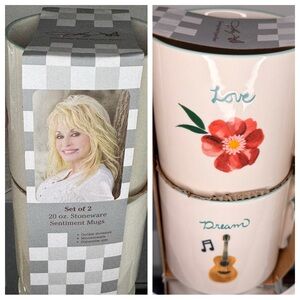 Dolly Parton new in package Floral and Musical White Ceramic Mug Set of 2